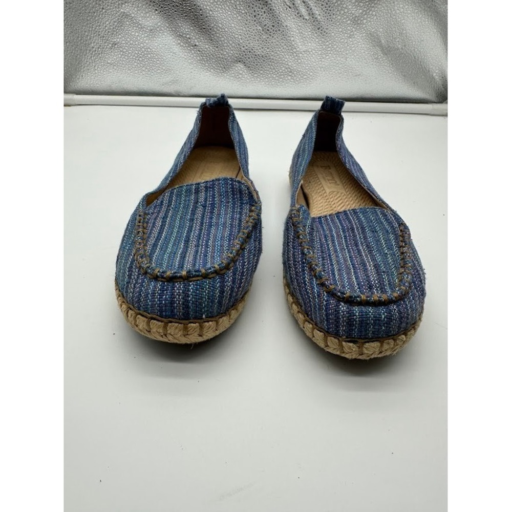 Born Blue Striped Woven Espadrille Flats Womens 6.5 B58004‎ Handcrafted Slip On